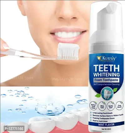 KURAIY New 60ml Toothpaste Whitening Foam Natural Mouth Wash Mousse Teeth Whitening Teethpaste Oral Hygiene Breath Dental Tool
