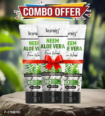 Kuraiy Neem Aloe Vera  Face Wash 75ml Each Pack of 3-thumb0