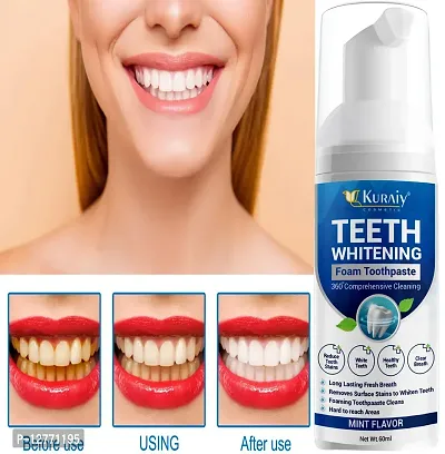 KURAIY Pure Teeth Whitening Mousse Removes Smoke Tea Coffee Stains Toothpaste Dental Bleaching Deep Cleaning Fresh Breath Oral Hygiene-thumb0