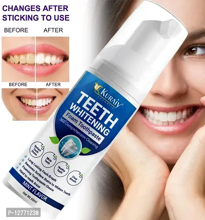 KURAIY 100%Foaming Teeth Whitening Toothpaste Deep Cleaning Tartar Removes Yellow Stains Fresh Breath Oral Hygiene-thumb0