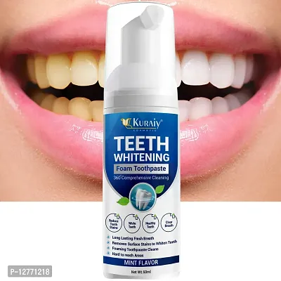 KURAIY Safe Teeth Cleaning Mousse Natural Mouth Wash Hygiene Freshen Breath Dissolve Stains Dental Tool Teeth Whitening Foam Toothpaste 60ml-thumb0
