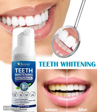 KURAIY New Teeth Cleansing Whitening Mousse Baking Soda Toothpaste Foam Toothpaste Removes Stains Fresh Breath Dental Care Tools 60ml-thumb0