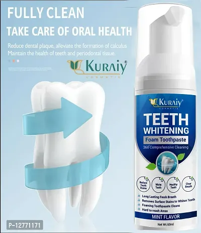 KURAIY New 60ml Teeth Whitening Mousse Deep Cleaning Cigarette Stains Repair Bright Neutralizes Yellow Tones Dental Plaque Fresh Breath-thumb5