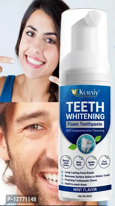 KURAIY 60ml Teeth Whitening Mousse Deep Cleaning Cigarette Stains Repair Bright Neutralizes Yellow Tones Dental Plaque Fresh Breath-thumb0