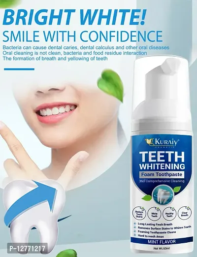 KURAIY Safe Teeth Whitening Mousse Removes Smoke Tea Coffee Stains Toothpaste Dental Bleaching Deep Cleaning Fresh Breath Oral Hygiene-thumb0