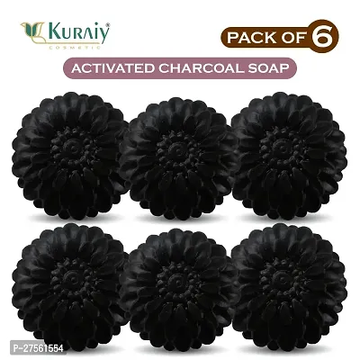 Kuraiy Activated Charcoal Deep Cleansing Bath Soap, 100g (Pack of 6)  (6x 100 g)