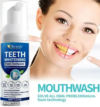 KURAIY 100%Teeth Whitening Oral Hygiene Breath Dental Tool Mouth Wash Toothpaste Whitening Foam Teethaid Mouthwash Teeth Mousse-thumb0