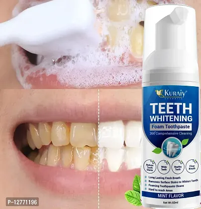 KURAIY Pure Teeth Cleaning Mousse Natural Mouth Wash Hygiene Freshen Breath Dissolve Stains Dental Tool Teeth Whitening Foam Toothpaste 60ml-thumb0