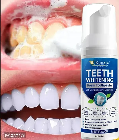 KURAIY Pure Teeth Whitening Mousse V34 Colour Corrector Teeth Effectively Remove Yellow Plaque Smoke Stain Dental Cleaning Fresh Breath-thumb0
