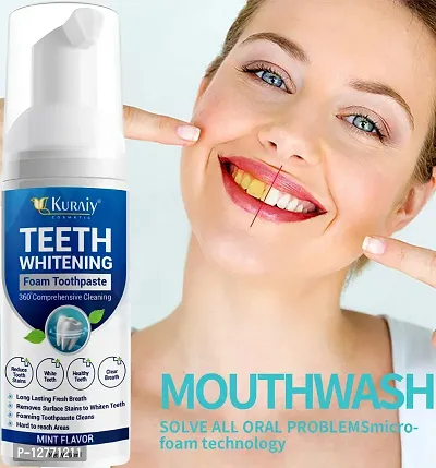 KURAIY Safe 60ml Toothpaste Whitening Foam Natural Mouth Wash Mousse Teeth Whitening Teethpaste Oral Hygiene Breath Dental Tool-thumb0