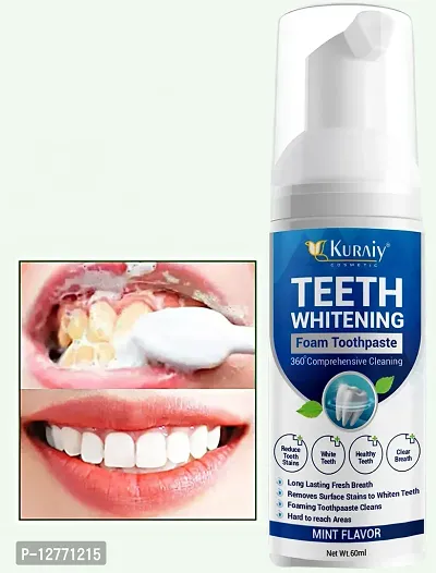 KURAIY Safe 60ml Teeth Whitening Mousse Deep Cleaning Cigarette Stains Repair Bright Neutralizes Yellow Tones Dental Plaque Fresh Breath-thumb0