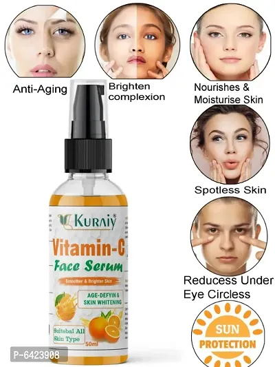 Kuraiy 100% Sun Protection Skin Improved vitamin C Facial serum- For Anti Aging and Smoothening and Brightening Face 50ml-thumb0