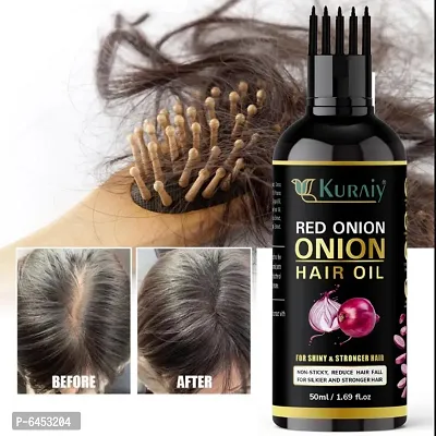 Onion Hair Oil for Hair Fall Control | 60 ml | Pack of 1 | Hair Fall treatment | blend of multiple essential Oil | Protects and Nourish hair | Onion | Hair Regrowth | Black Seed Oil | Strong and Shine-thumb0