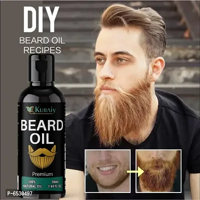 Kuraiy Lite Beard and Moustache Oil, 50 ml | Non-Sticky, Light Beard Oil for Men| Pleasant Fragrance | Ideal for daily use Nourishes and Strengthens Beard | Provides Shine to Beard