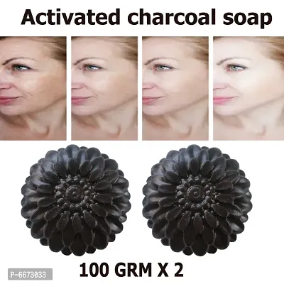 Kuraiy Activated Charcoal Deep Cleansing Bath Soap, 100g (Pack of 2)  (2 x 100 g)-thumb0