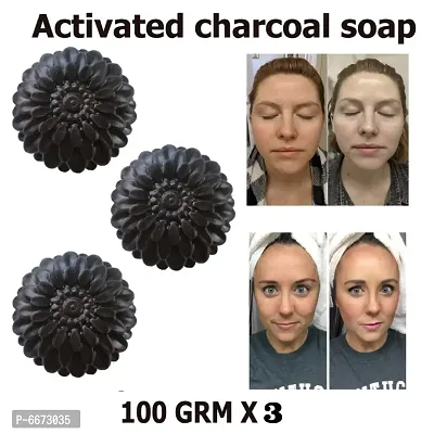 Kuraiy Activated Charcoal Deep Cleansing Bath Soap, 100g (Pack of 3)  (3 x 100 g)-thumb0