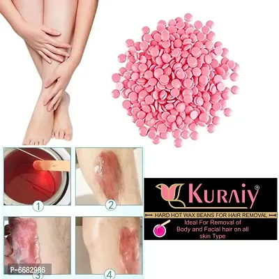 KURAIYreg; Hair Removal Hot Hard Body Wax Beans (50Gm) for Face, Arm, Legs, Bum and whole Body For Men and Women Suitable for All Skin Types with Steel Spatula-thumb3