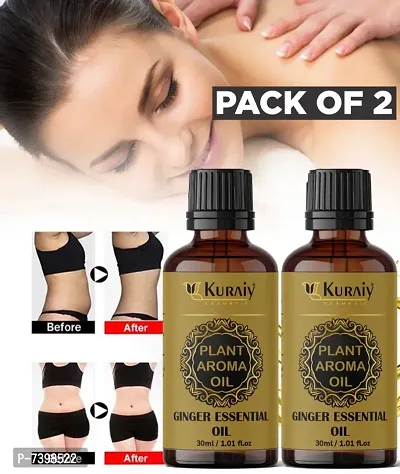 Kuraiy Essential Oils Natural Ginger Oil Massage Oil Lymphatic Drainage Therapy Anti Aging Plant Essential Oil Beauty Health 30ml (Pack of-2)