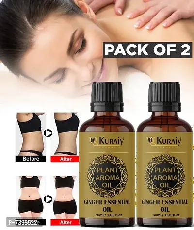 Kuraiy Essential Oils Natural Ginger Oil Massage Oil Lymphatic Drainage Therapy Anti Aging Plant Essential Oil Beauty Health 30ml (Pack of-2)-thumb0