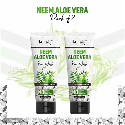 KURAIY 100% Safe NEEM ALOE VERA Face Wash Natural Moisturizing Facial Cleanser Daily Face wash PACK OF 2-thumb0