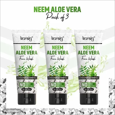 KURAIY 100% Safe NEEM ALOE VERA Facial Cleaner Dry Skin Face Wash Cleanser Moisturizingnbsp; PACK OF 3-thumb0