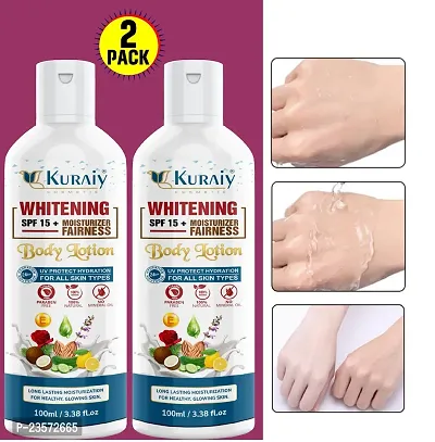 KURAIY Beautiful Whitening Body Lotion ALPHA Hydroxy Acids+Vitamin CE See Results In 3 Days Moisturizing Lightening Body Cream Lotion Skin PACK OF 2