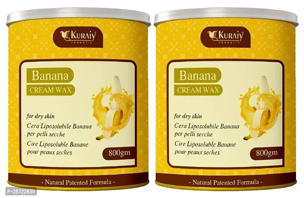 KURAIY Banana Wax for Smooth Hair Removal - 800gm Banana extracts For all skin types Removes Tan, Dead Skin For Arms, Legs and Full body (Pack of 2)