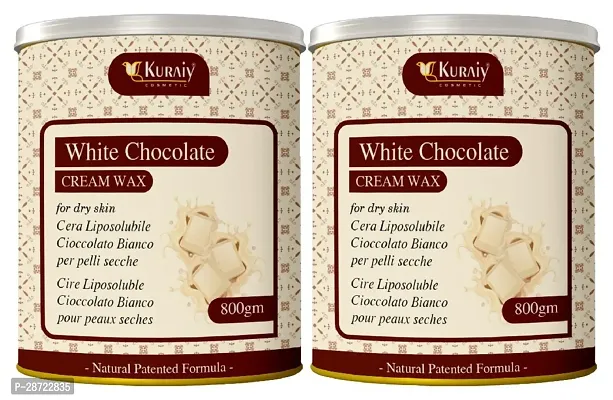 KURAIY White Chocolate Wax for Smooth Hair Removal - 800gm White chocolate extracts For all skin types Removes Tan, Dead Skin For Arms, Legs and Full body (Pack of 2)