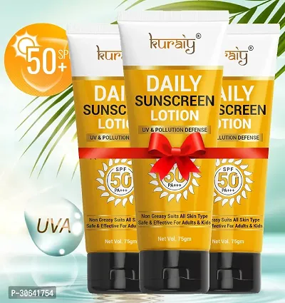 KURAIY SPF 50 PA+++ Sunscreen UV Lotion sunblock 75ML PACK OF 3