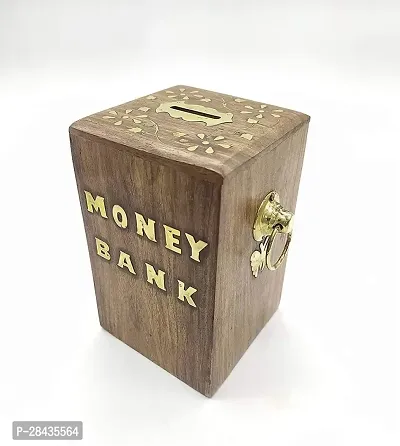 Wooden Money Bank Wooden Gullak Money Box for Kids Saving Box-thumb0