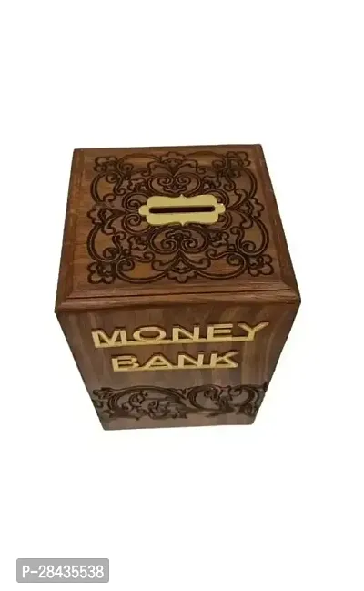 Wooden Money Bank Wooden Gullak Money Box for Kids Saving Box