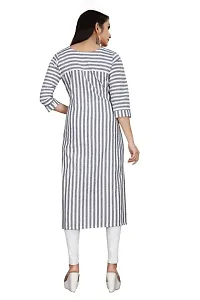 Reem Creation Women's Straight Striped Cotton Single Kurti Kurta. (X-Large, Grey)-thumb1