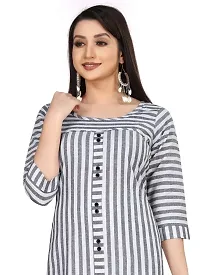 Reem Creation Women's Straight Striped Cotton Single Kurti Kurta. (X-Large, Grey)-thumb3