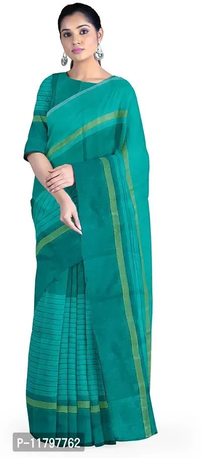 Beautiful Green Cotton Silk Saree with Blouse piece-thumb0