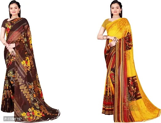 Beautiful Multicoloured Georgette Saree with Blouse piece Pack Of 2-thumb0