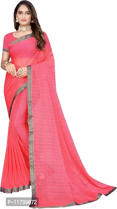 Beautiful Pink Cotton Blend Saree with Blouse piece-thumb0