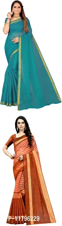 Beautiful Multicoloured Art Silk Saree with Blouse piece Pack Of 2