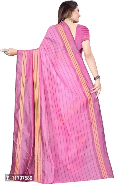 Beautiful Pink Cotton Silk Saree with Blouse piece-thumb3