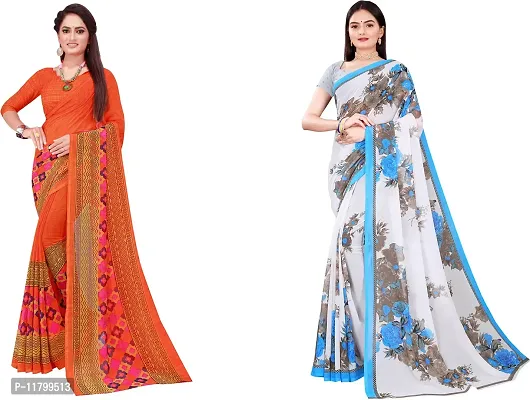 Beautiful Multicoloured Georgette Saree with Blouse piece Pack Of 2-thumb0