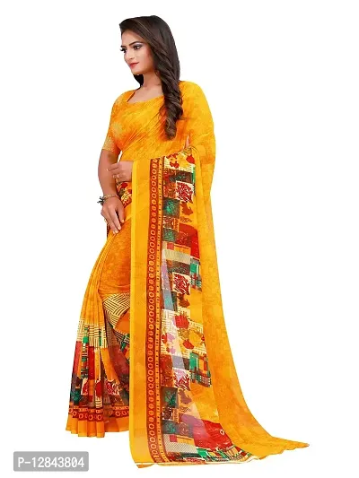 SAADHVI Womens Georgette Printed Combo Saree With Unstithed Blouse (Yellow) (GEO_10_GEO_50$)-thumb3