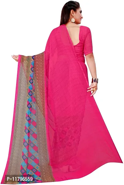 Beautiful Pink Georgette Saree with Blouse piece-thumb3