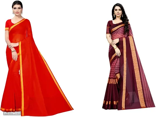 Beautiful Multicoloured Art Silk Saree with Blouse piece Pack Of 2-thumb0