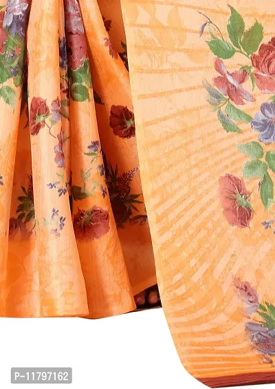Beautiful Orange Art Silk Saree with Blouse piece-thumb2