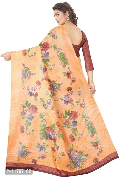 Beautiful Orange Art Silk Saree with Blouse piece-thumb4