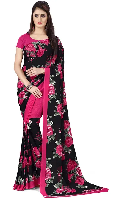 Georgette Printed Dailywear Sarees with Blouse Piece
