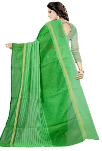 Beautiful Green Cotton Blend Saree with Blouse piece-thumb2