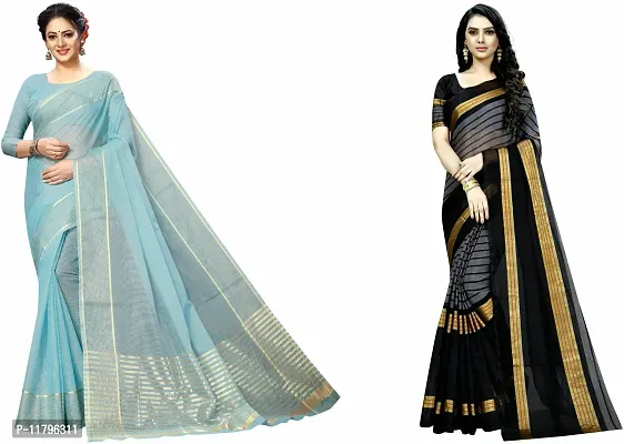 Beautiful Multicoloured Art Silk Saree with Blouse piece Pack Of 2