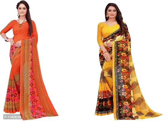 Beautiful Georgette Saree with Blouse Piece Pack Of 2