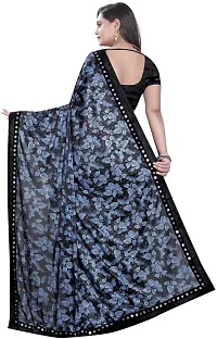 Elegant Printed Bollywood Lycra Blend Women Saree With Blouse Piece -Blue-thumb1