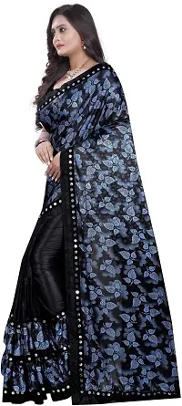 Elegant Printed Bollywood Lycra Blend Women Saree With Blouse Piece -Blue-thumb2
